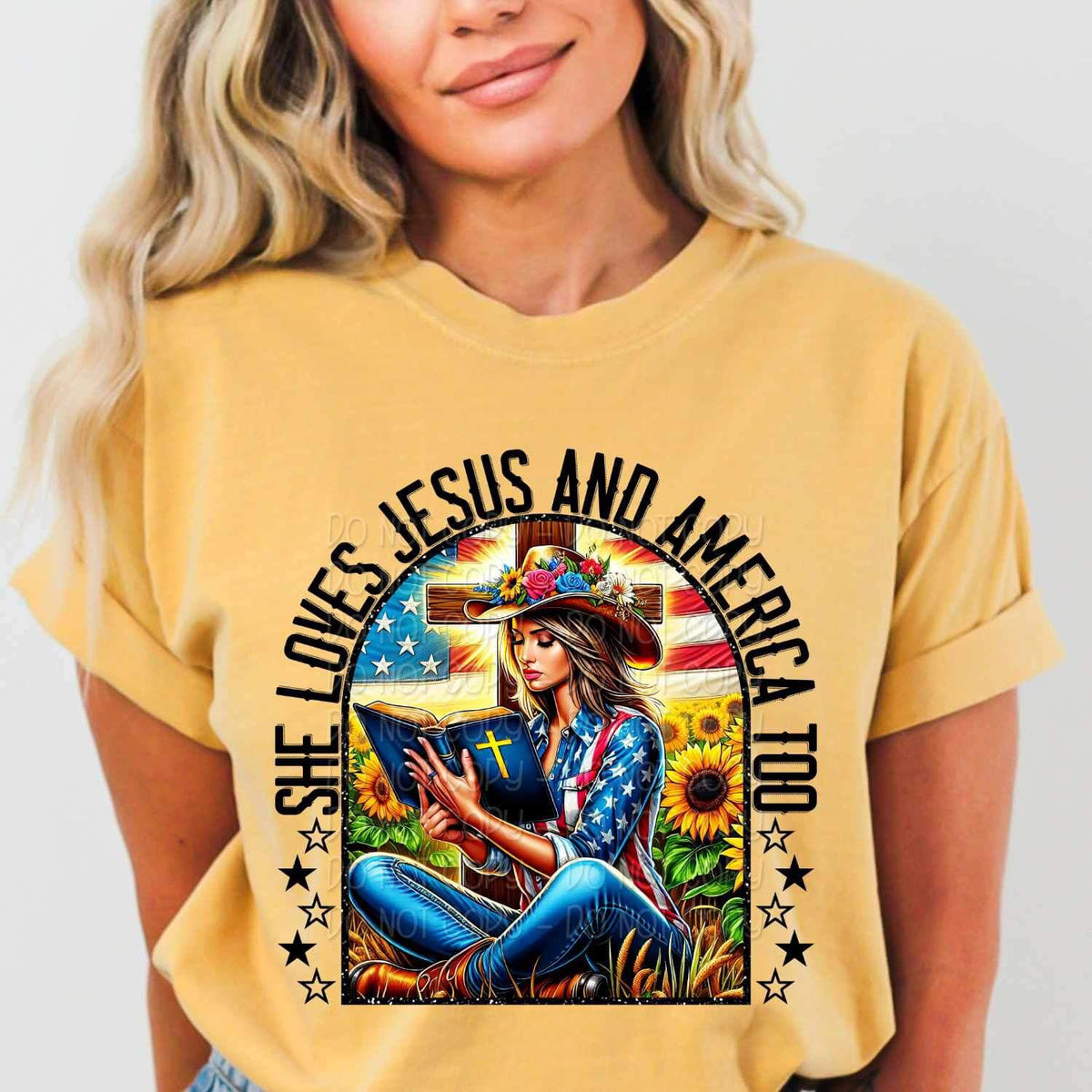 She loves jesus and America too 27330 DTF transfer