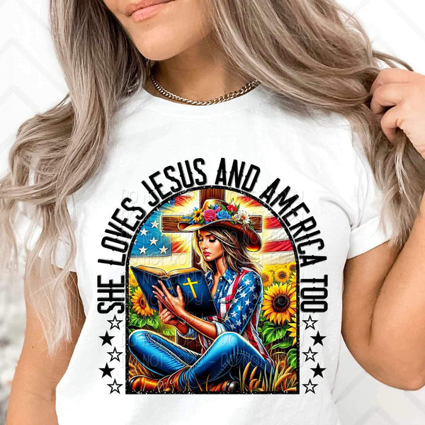 She loves jesus and America too 27330 DTF transfer