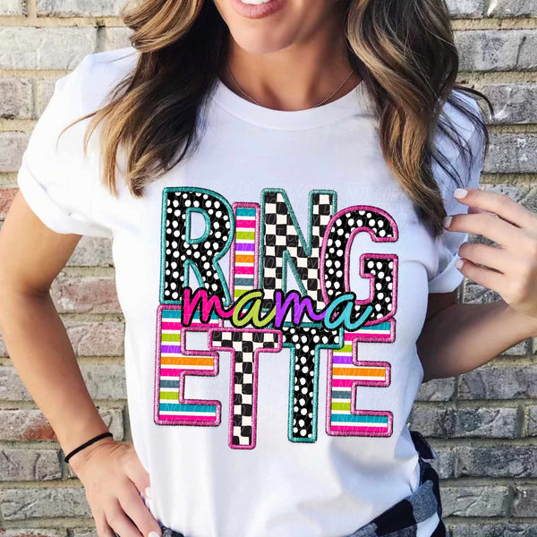 Ringette mama STACKED colorful patterns (CITY) 37442 DTF transfer