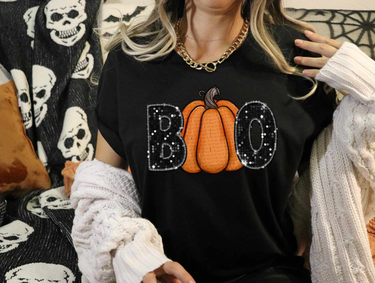 Boo sequin orange pumpkin (CITY) 37549 DTF transfer