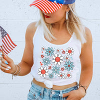 Red white and blue flowers (CSC) 27372 DTF transfer