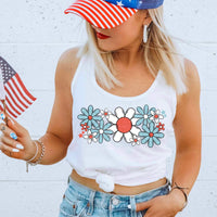 Red white and blue flowers SKINNY (CSC) 27371 DTF transfer