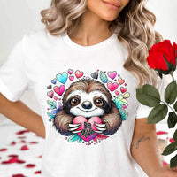 Be mine sloth with colorful hearts 17773 DTF TRANSFER