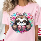 Be mine sloth with colorful hearts 17773 DTF TRANSFER