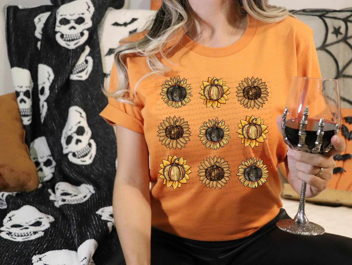 Sunflower collage with pumpkin centers (CITY) 37530 DTF transfer