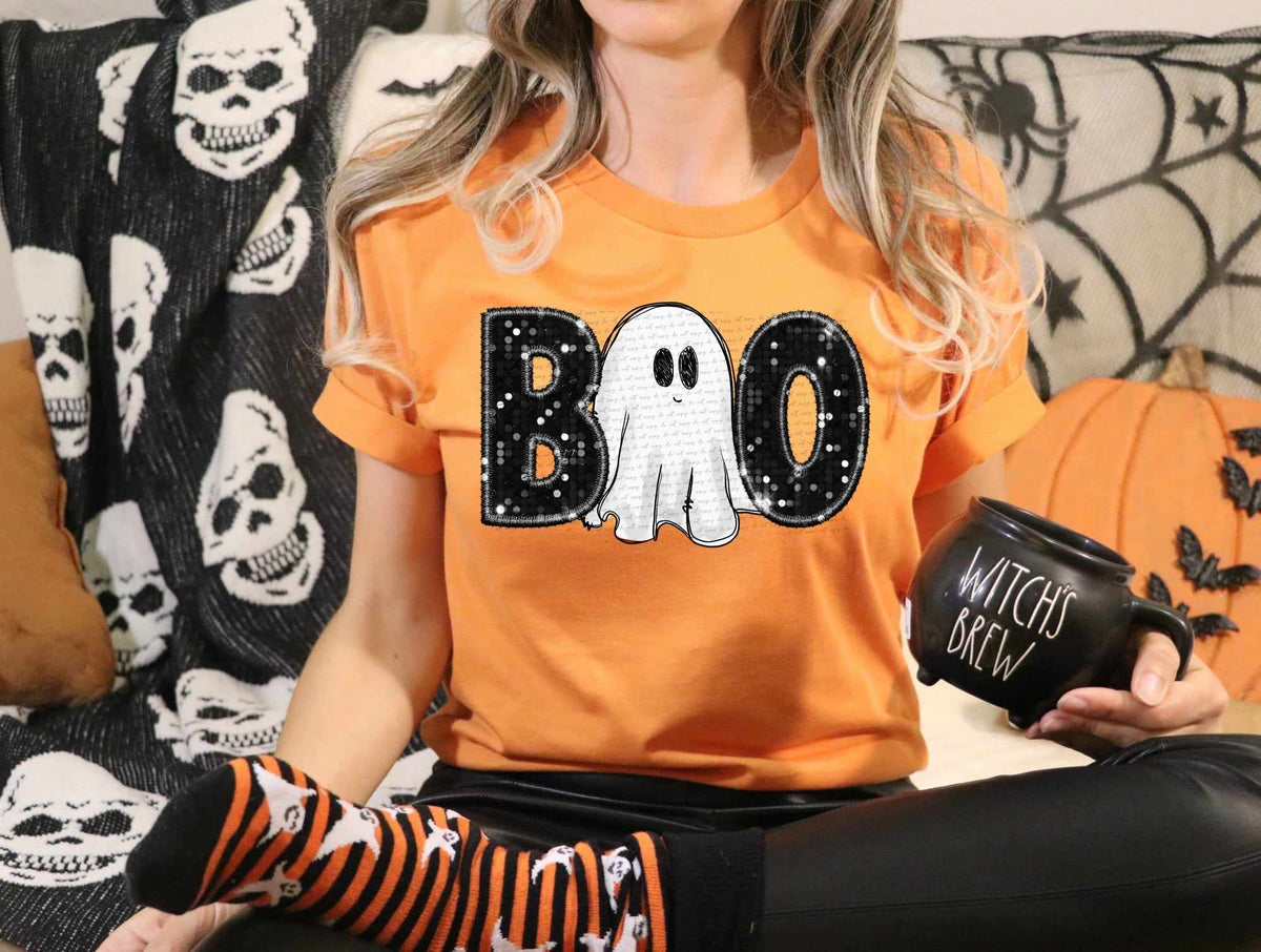 Boo sequin white pumpkin (CITY) 37544 DTF transfer