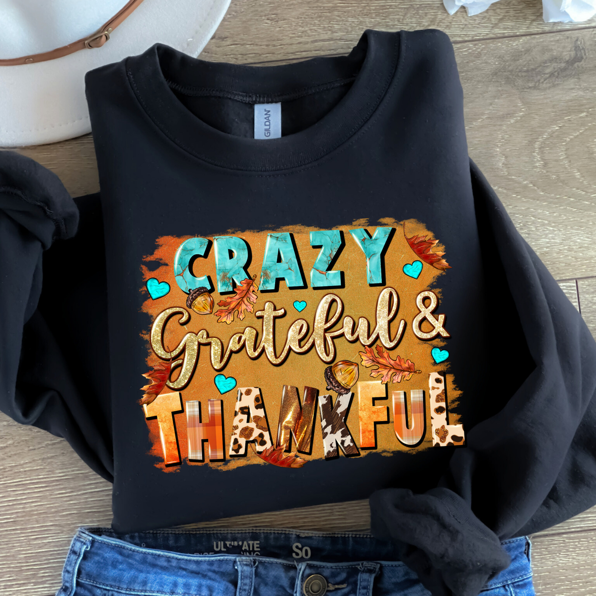 Crazy Grateful Thankful-38213-DTF transfer