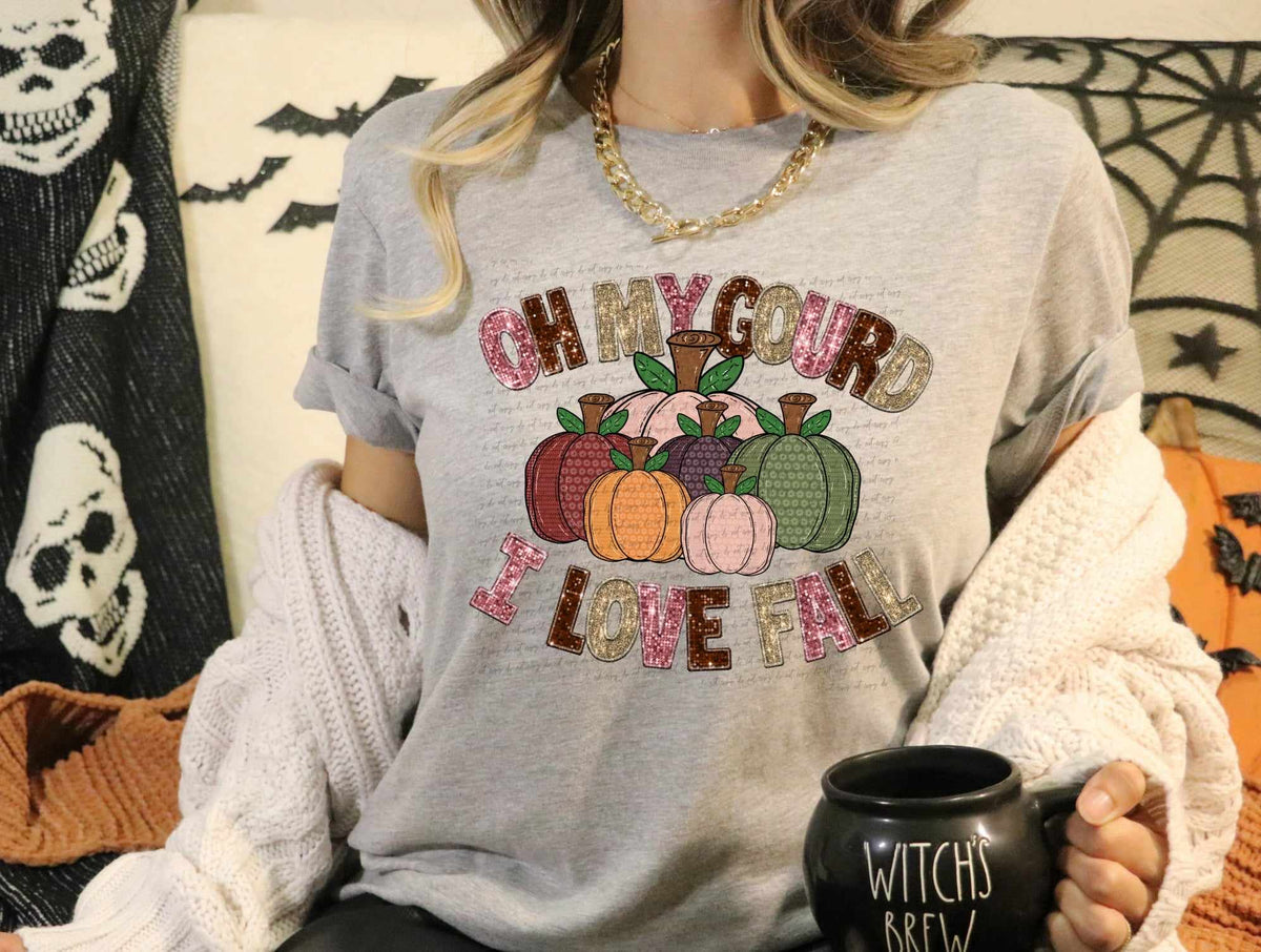 Oh my gourd I love fall light colors SEQUIN (CITY) 37556 DTF transfer