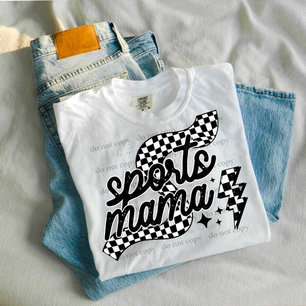 Sports mama checkered print (CSC) 27376 DTF transfer