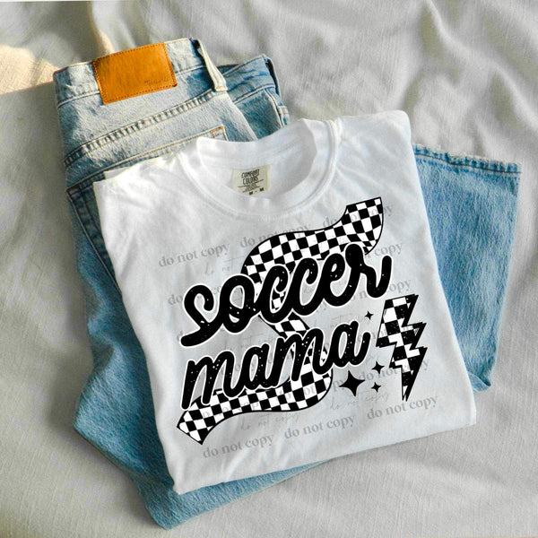 Soccer mama checkered print (CSC) 27375 DTF transfer