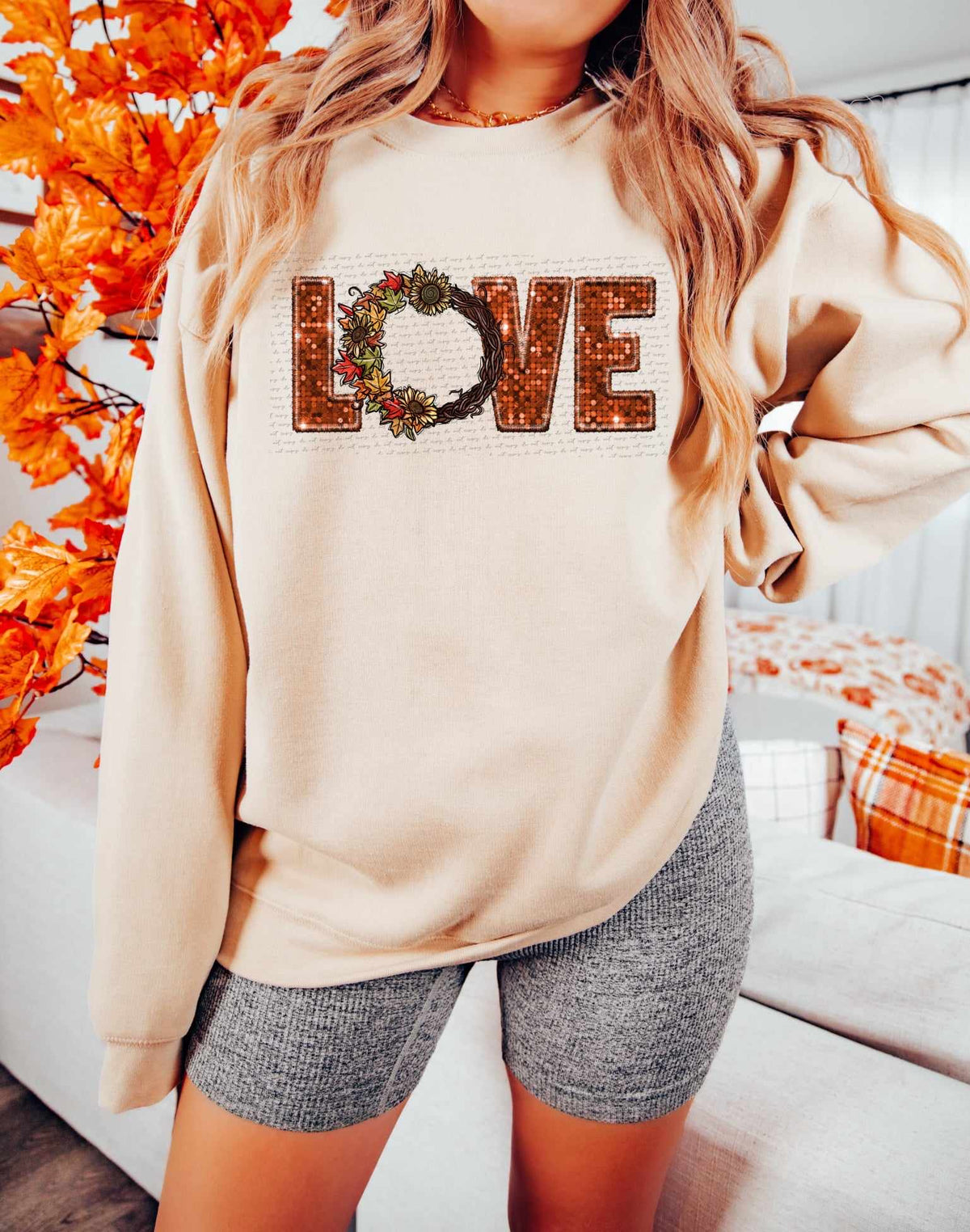 Love fall sequin (CITY) 37555 DTF transfer