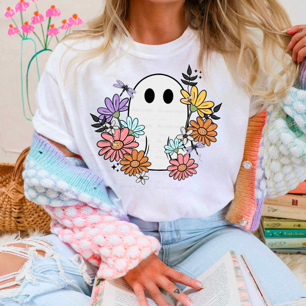 Ghost with spring florals (CSC) 27341 DTF transfer