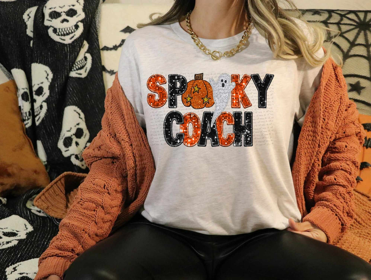 Spooky coach orange and black with pumpkin and ghost (CITY) 37480 DTF transfer