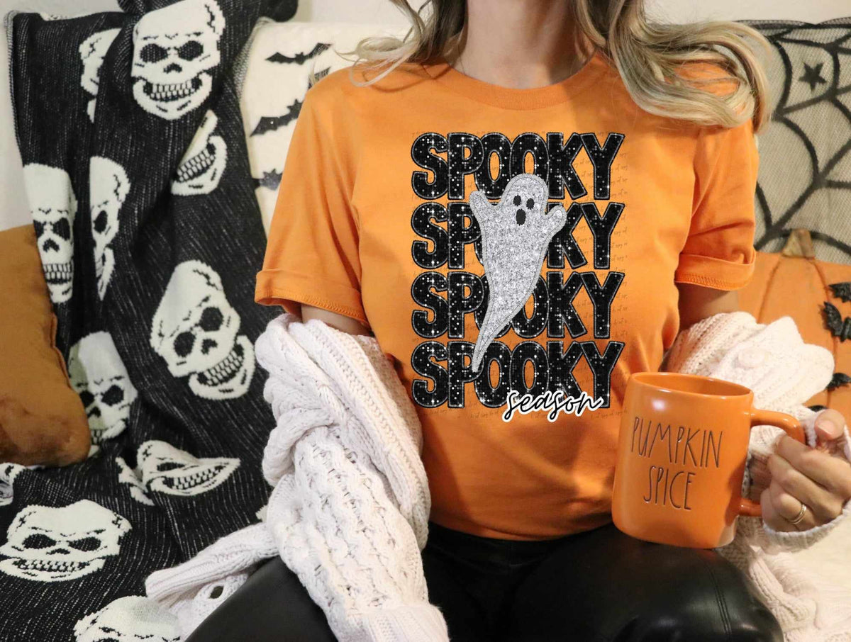 Spooky season stacked sequin with ghost (CITY) 37494 DTF transfer