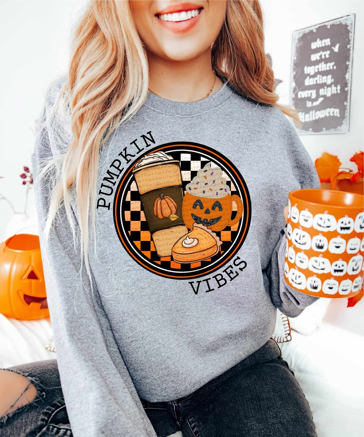 Pumpkin vibes circle fall items (CITY) 37535 DTF transfer