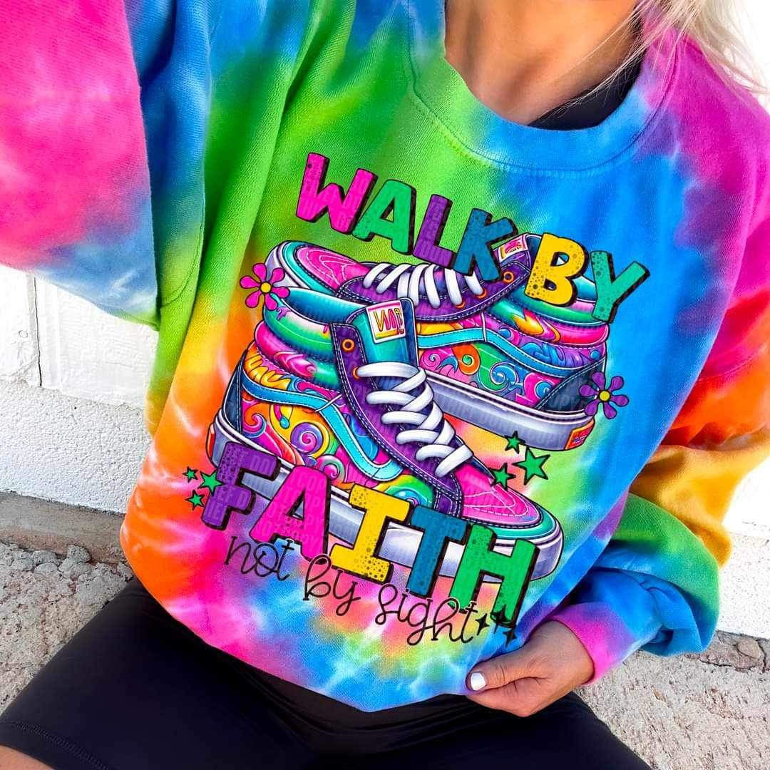 Walk by faith not by sight colorful shoes 17808 DTF TRANSFER