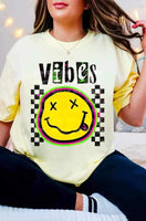 Vibes warped smiley black font 27404 DTF transfer