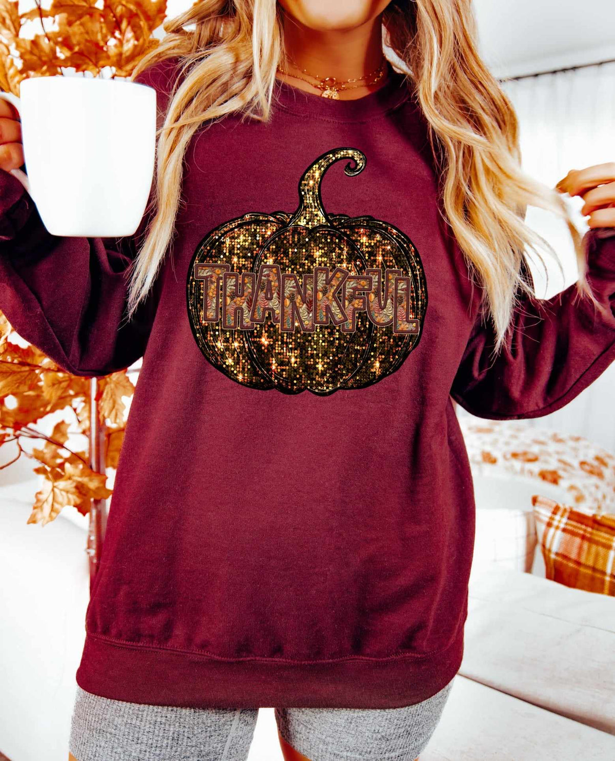 Thankful sequin pumpkin (CITY) 37521 DTF transfer