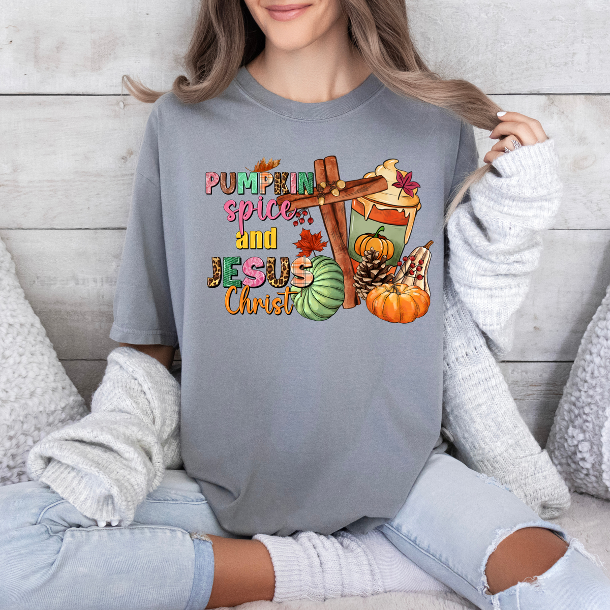 Pumpkin spice & Jesus Christ-38209-DTF transfer