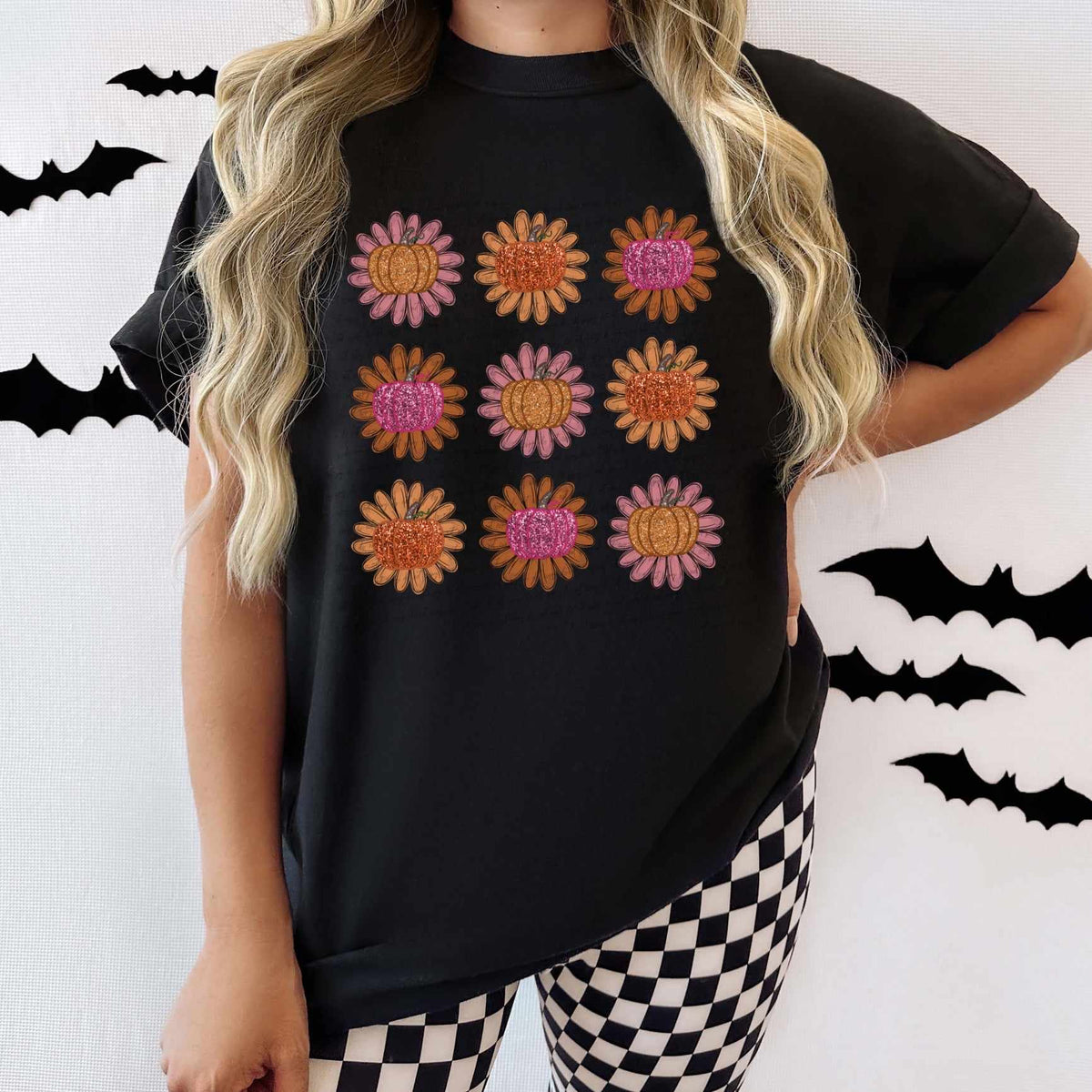 Flowers with glitter pumpkin centers (CITY) 37526 DTF transfer