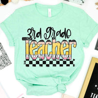 3rd grade teacher pencil font 27395 DTF transfer