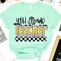 4th grade teacher pencil font 27394 DTF transfer