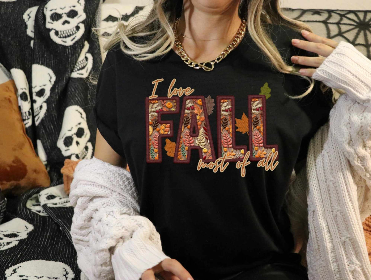 I love fall most of all embroidery (CITY) 37517 DTF transfer