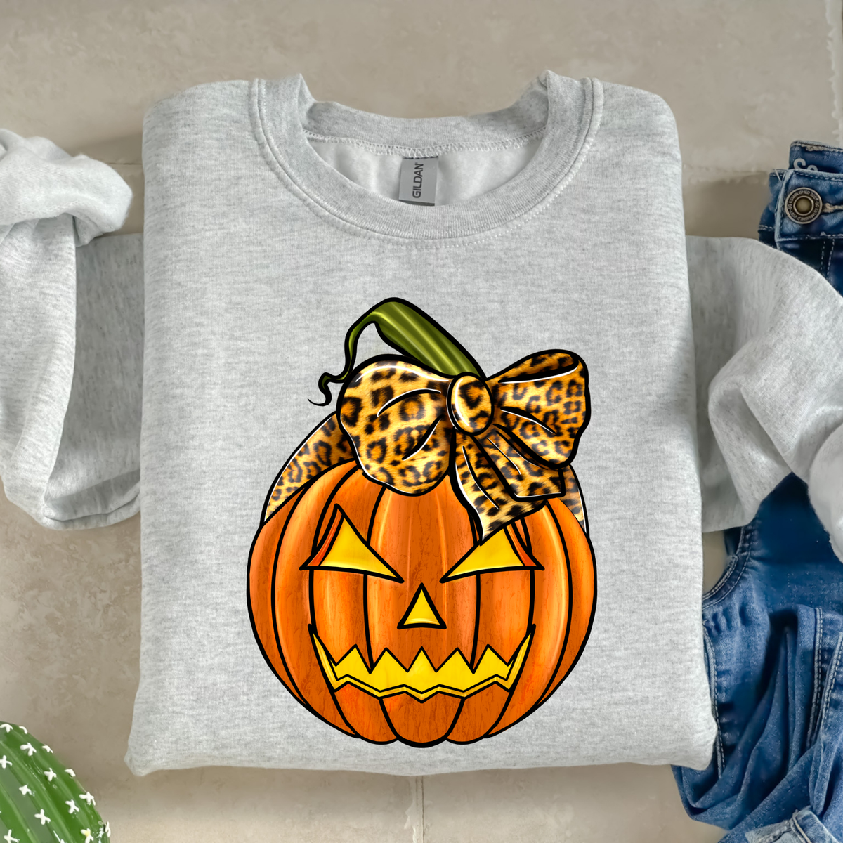 Jack o lantern with bow-38226-DTF transfer