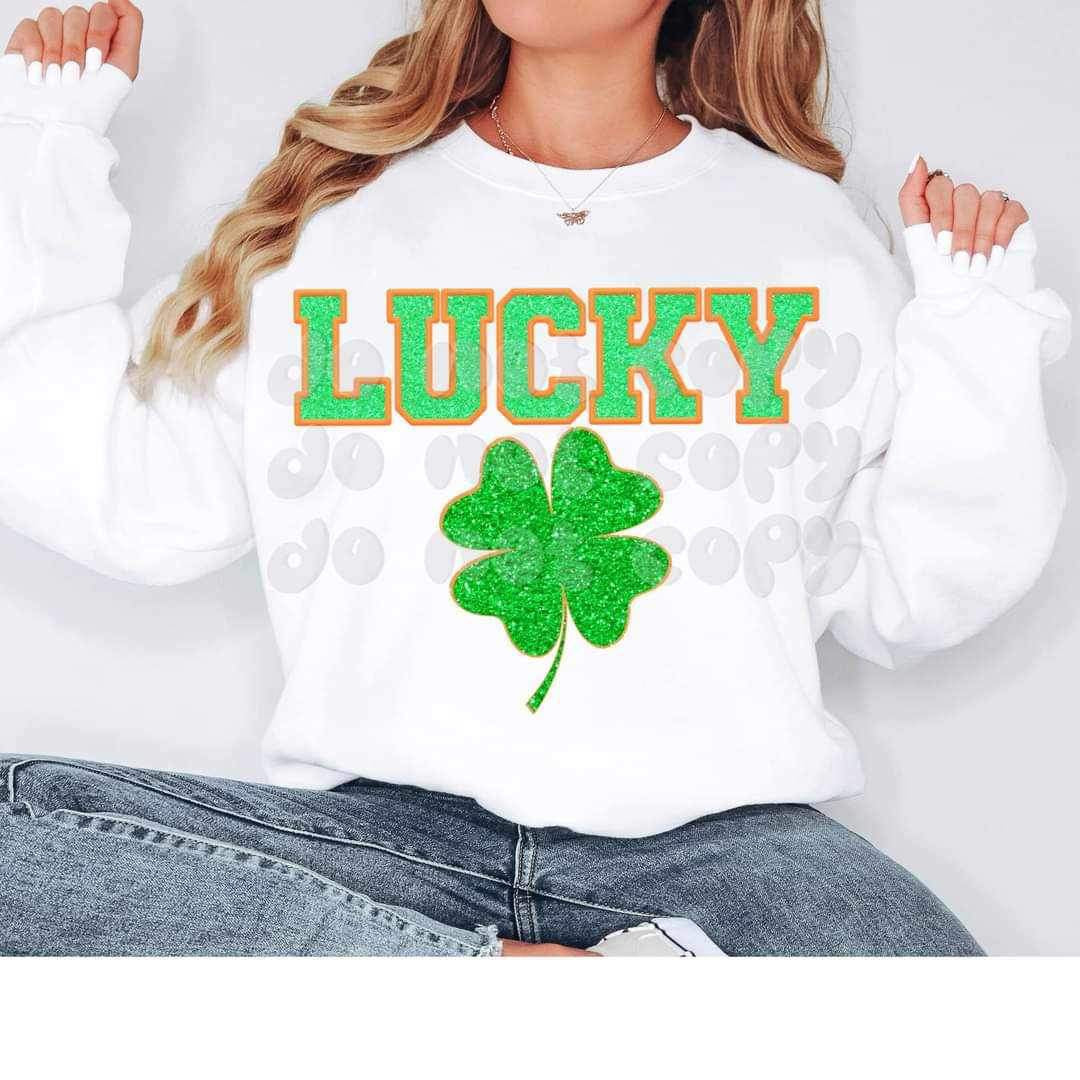 Lucky with clover glitter (VIRGO) 17873 DTF TRANSFERS