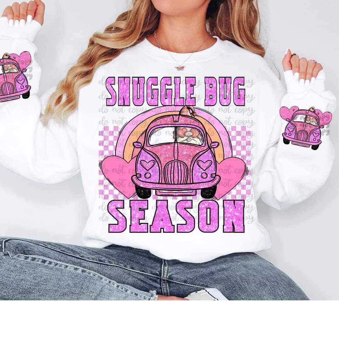 Snuggle bug season pink car and rainbow FRONT (VIRGO) 17861 DTF TRANSFER