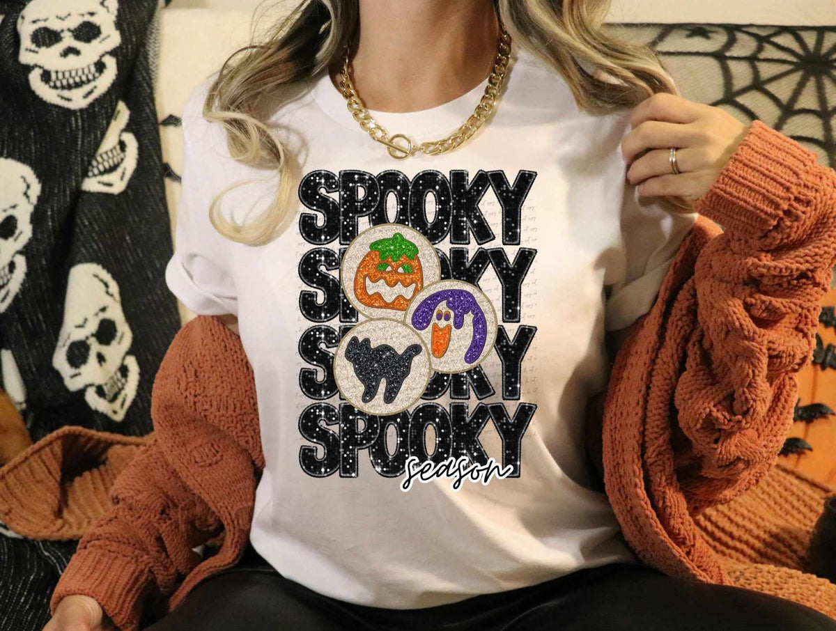Spooky season stacked sequin with cookies (CITY) 37490 DTF transfer