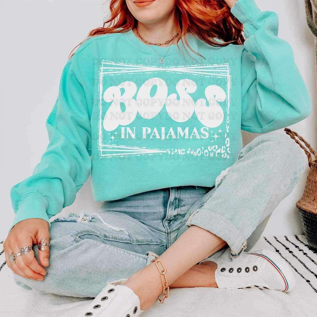 Boss in pajamas WHITE (VIRGO) 17875 DTF TRANSFER