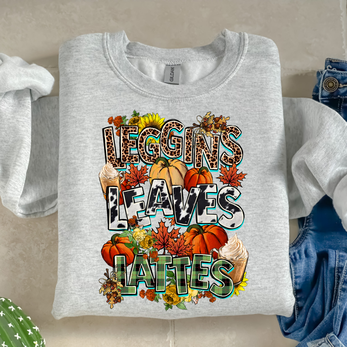 Leggings Leaves Lattes-38248-DTF transfer
