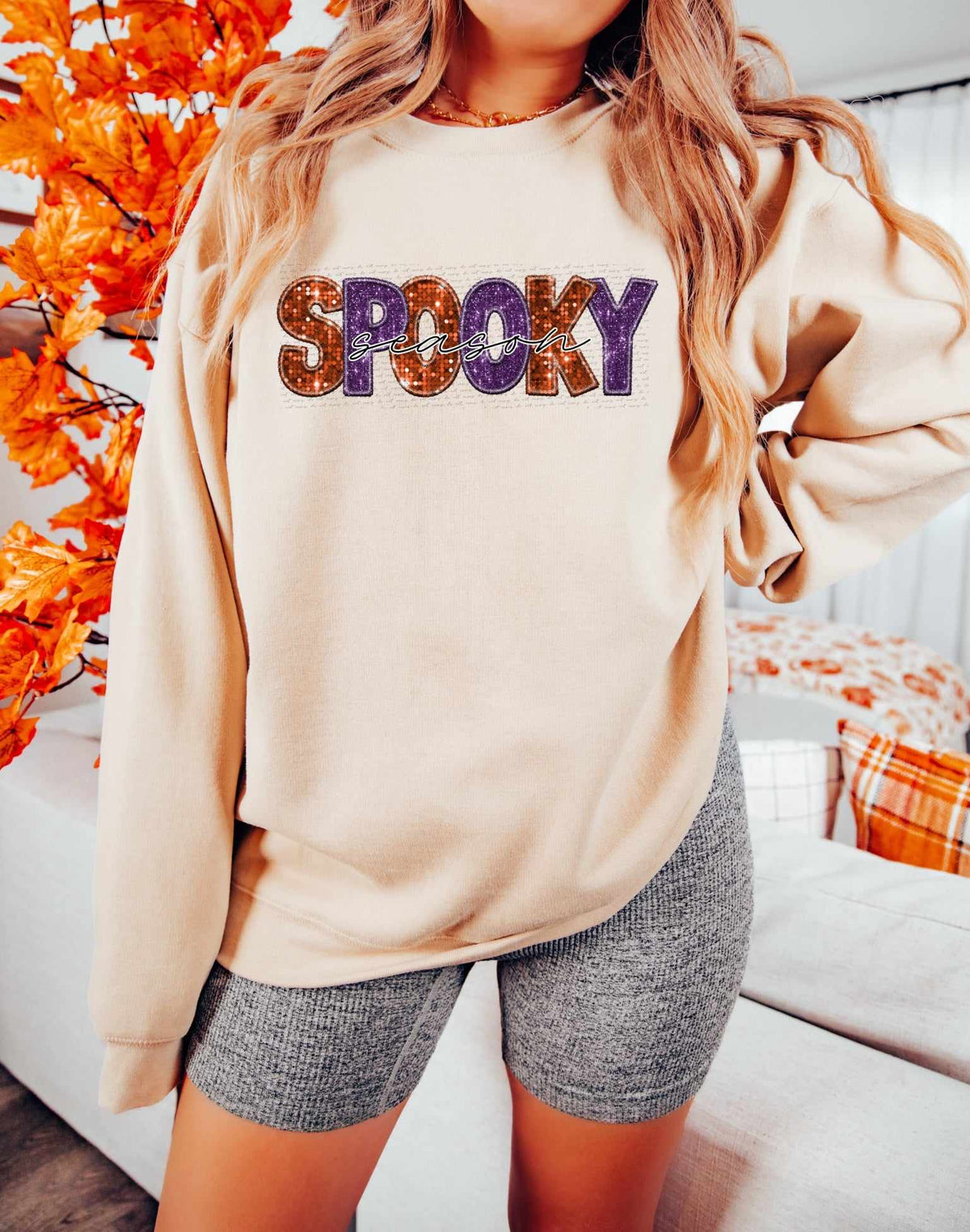 Spooky season orange and purple sequin (CITY) 37488 DTF transfer