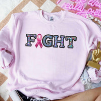 Fight rhinestone with pink ribbon 60055 DTF transfer