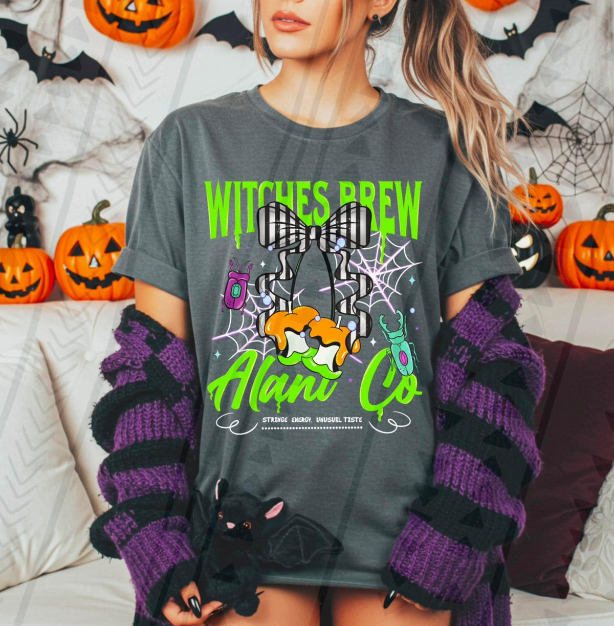Witch Brew Energy Drink Striped Bow TGG DTF transfer
