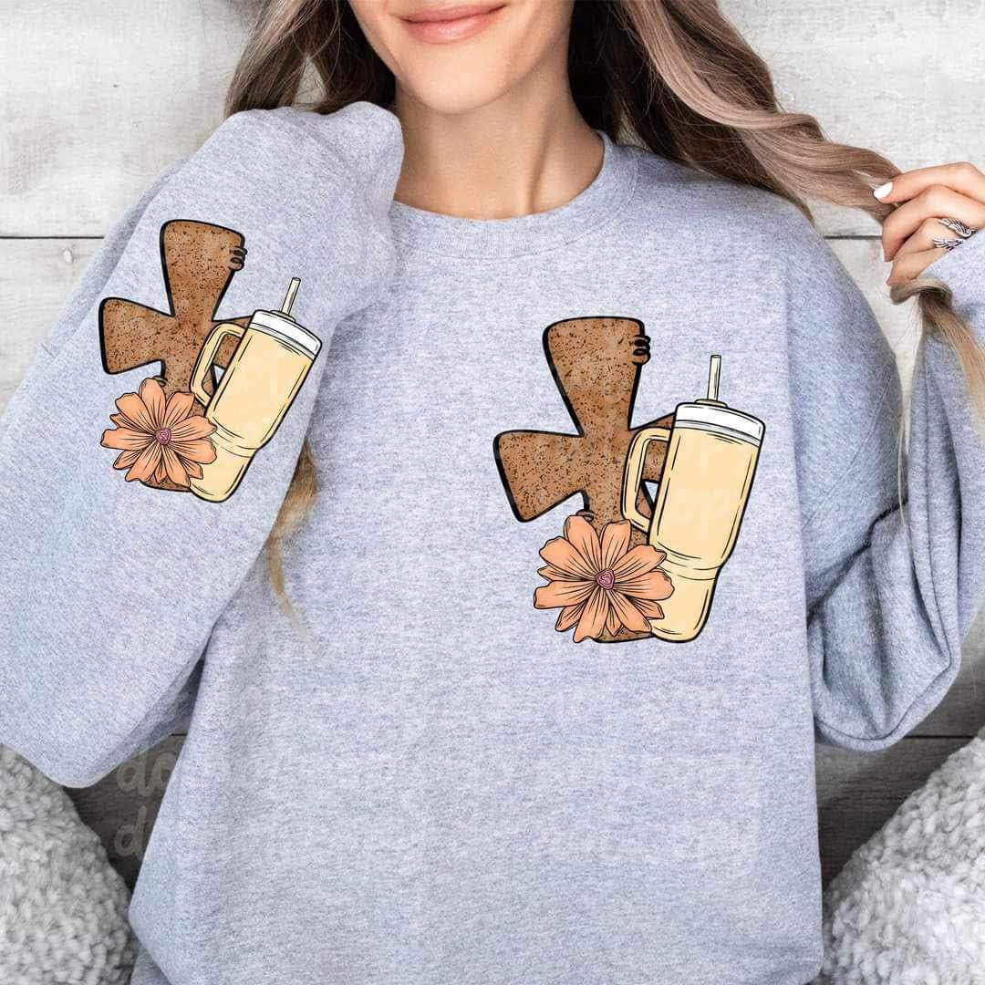 Flower, cross, and cup (VIRGO) 17868 DTF TRANSFERS