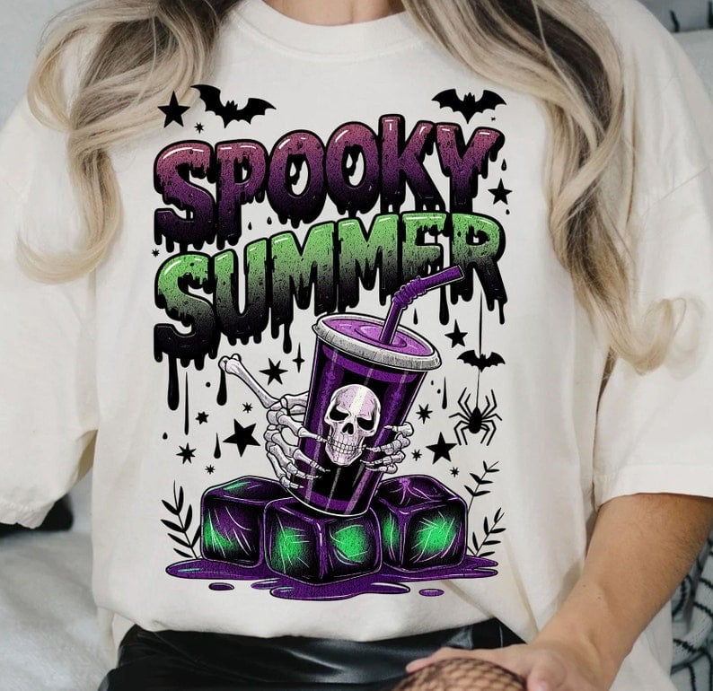 Spooky summer skull cup 37574 DTF transfer