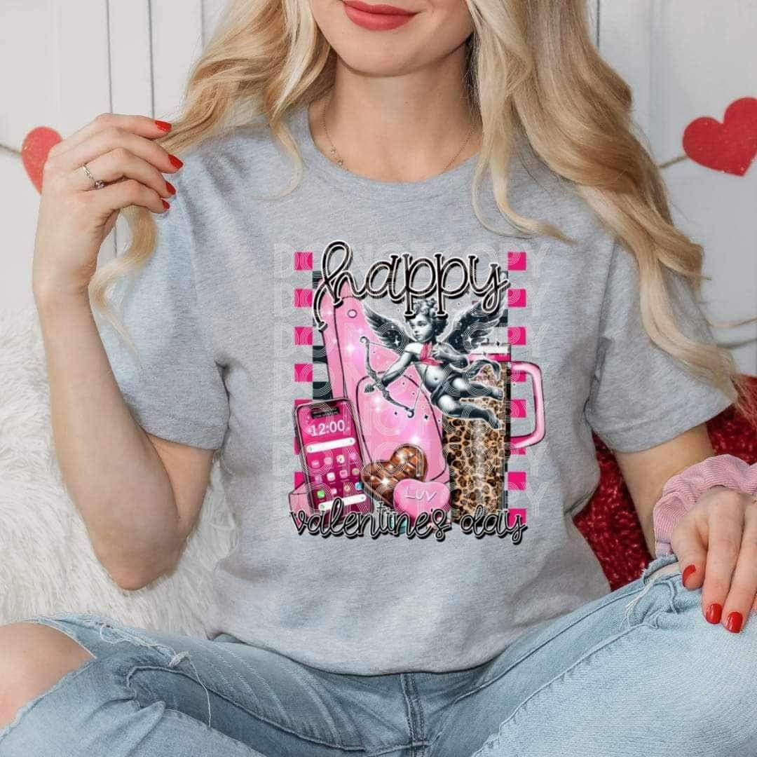 Happy Valentine’s Day phones and cupid (SSD) 17893 DTF TRANSFERn