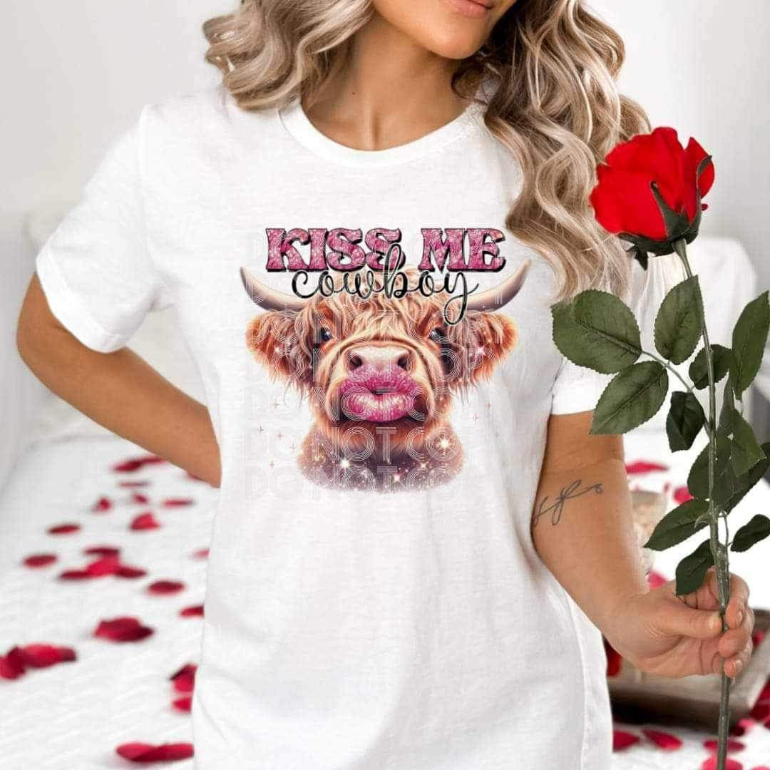 Kiss me cowboy shaggy cow (SSD) 17886 DTF TRANSFERh
