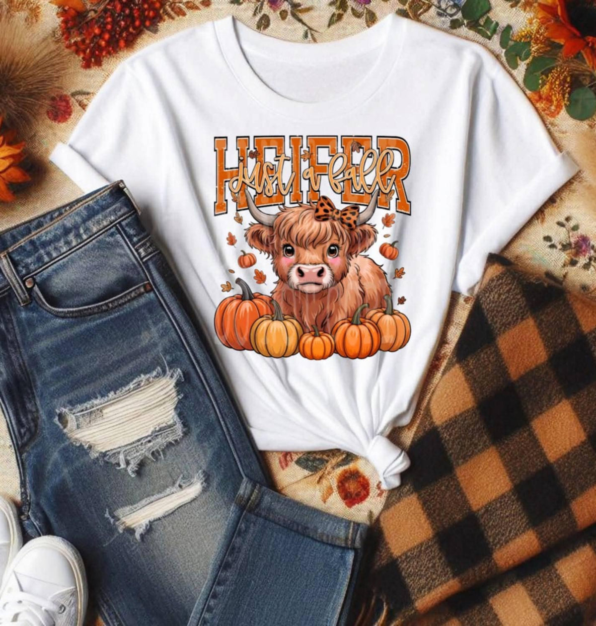 Just A Fall Heifer with cow and pumpkins PH DTF transfer