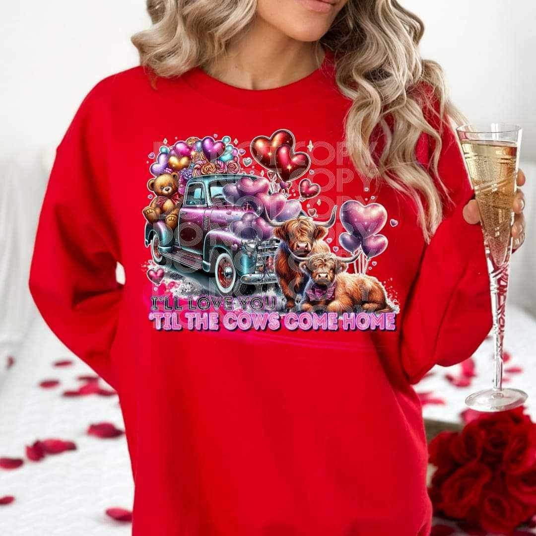 Ill love you til the cows come home (cows with car and hearr balloons) (SSD) 17883 DTF TRANSFER