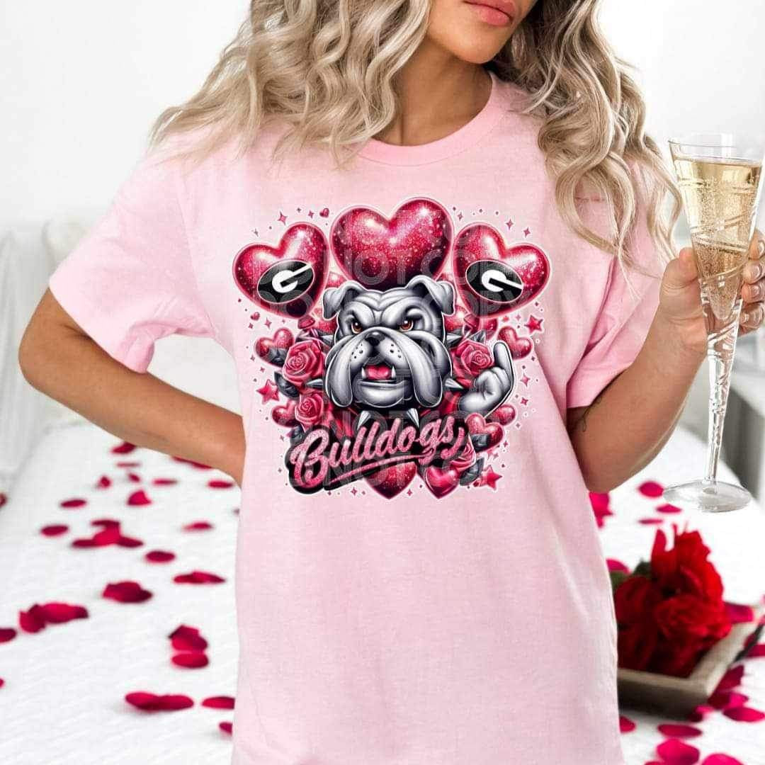 Bulldogs (bulldog with heart balloons) (SSD) 17882 DTF TRANSFER