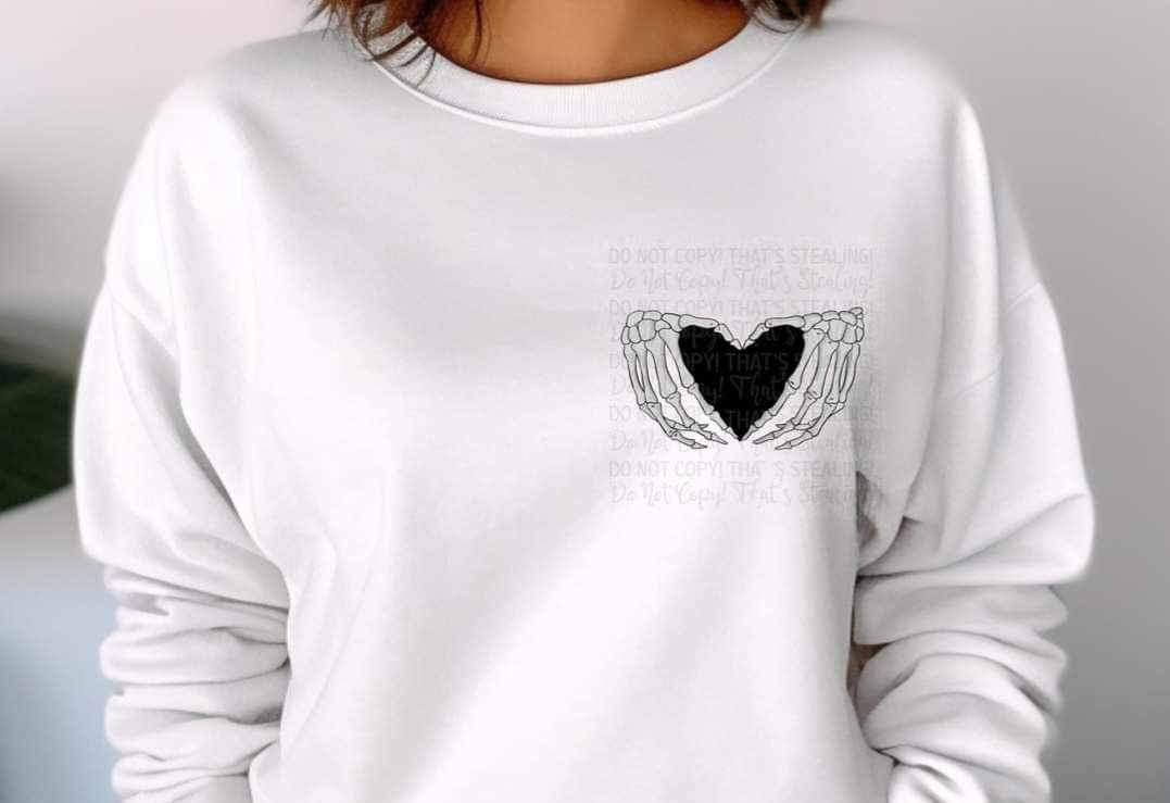Heart with skellie hands BLACK (cstage) 17912 DTF TRANSFERthke