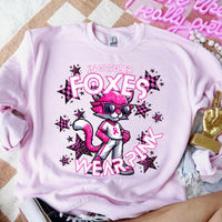 In October foxes wear pink mascot 60000 DTF transfer