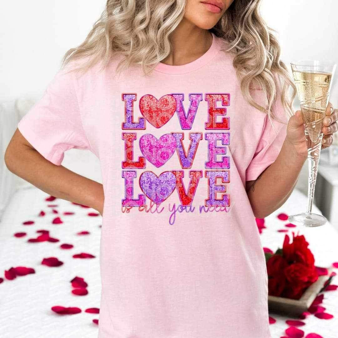 Love (stacked) is all you need sequin 17919 DTF TRANSFER