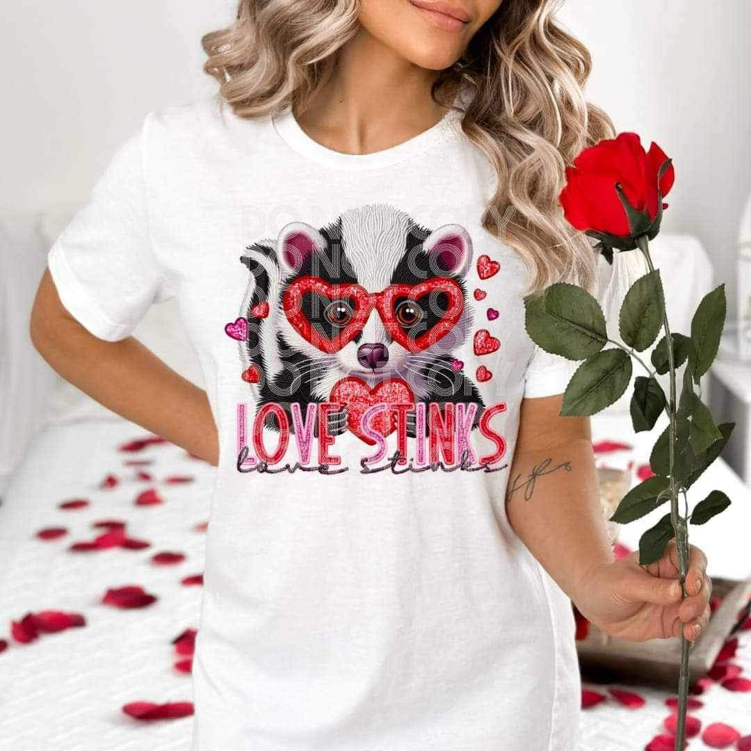 Love stinks embroidery with skunk 17918 DTF TRANSFER