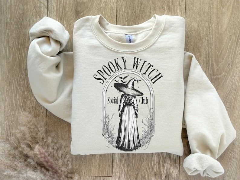 Spooky witch social club outline 37686 DTF transfer