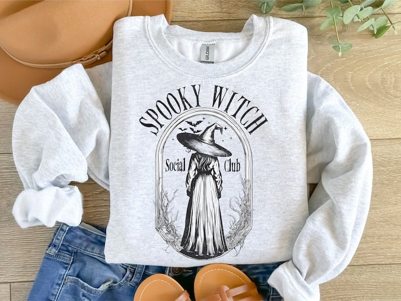 Spooky witch social club outline 37686 DTF transfer