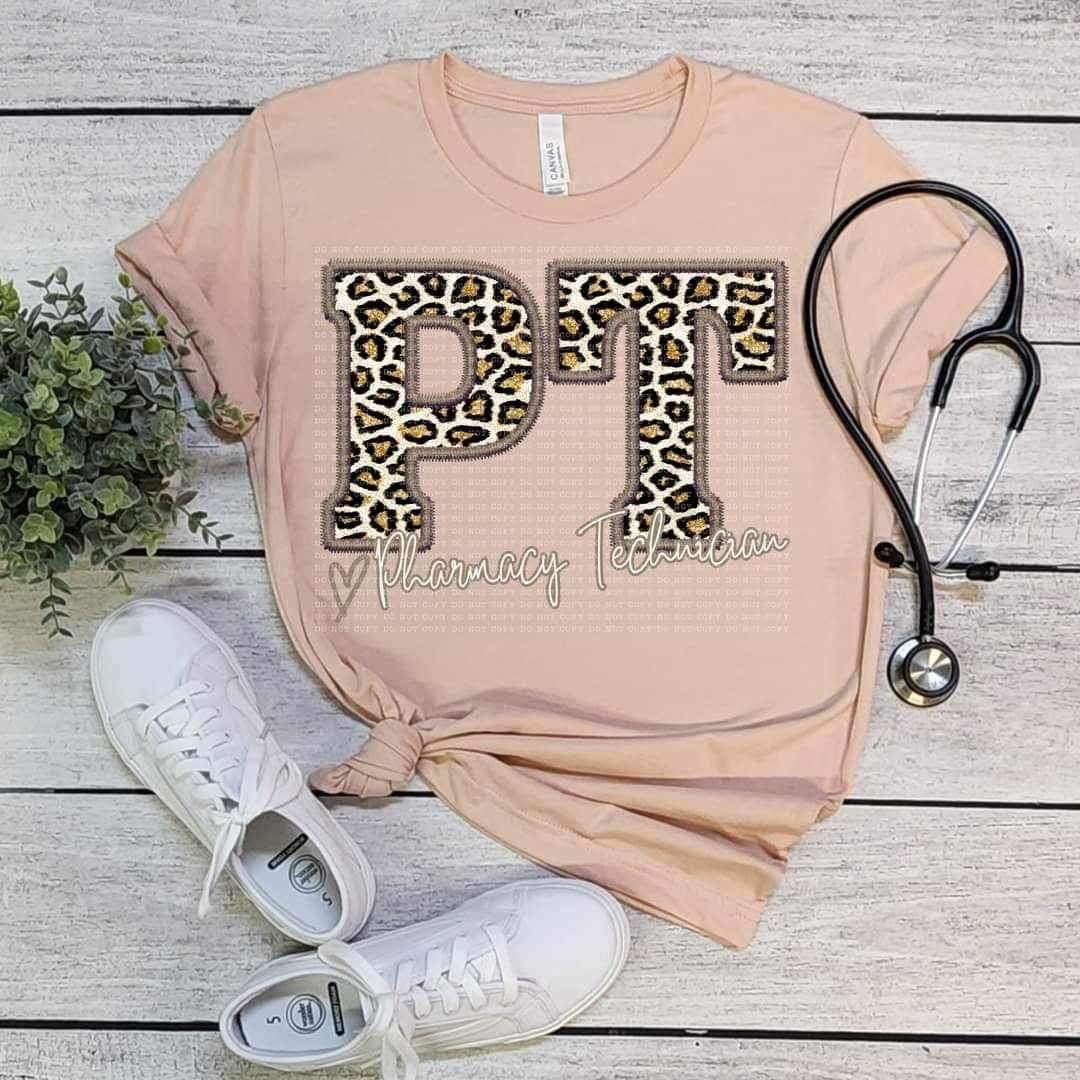PT pharmacy technician leopard embroidery (ECHT) 19049 DTF TRANSFER